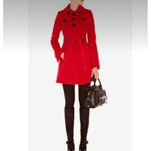 Karen Millen red military style wool cashmere coat